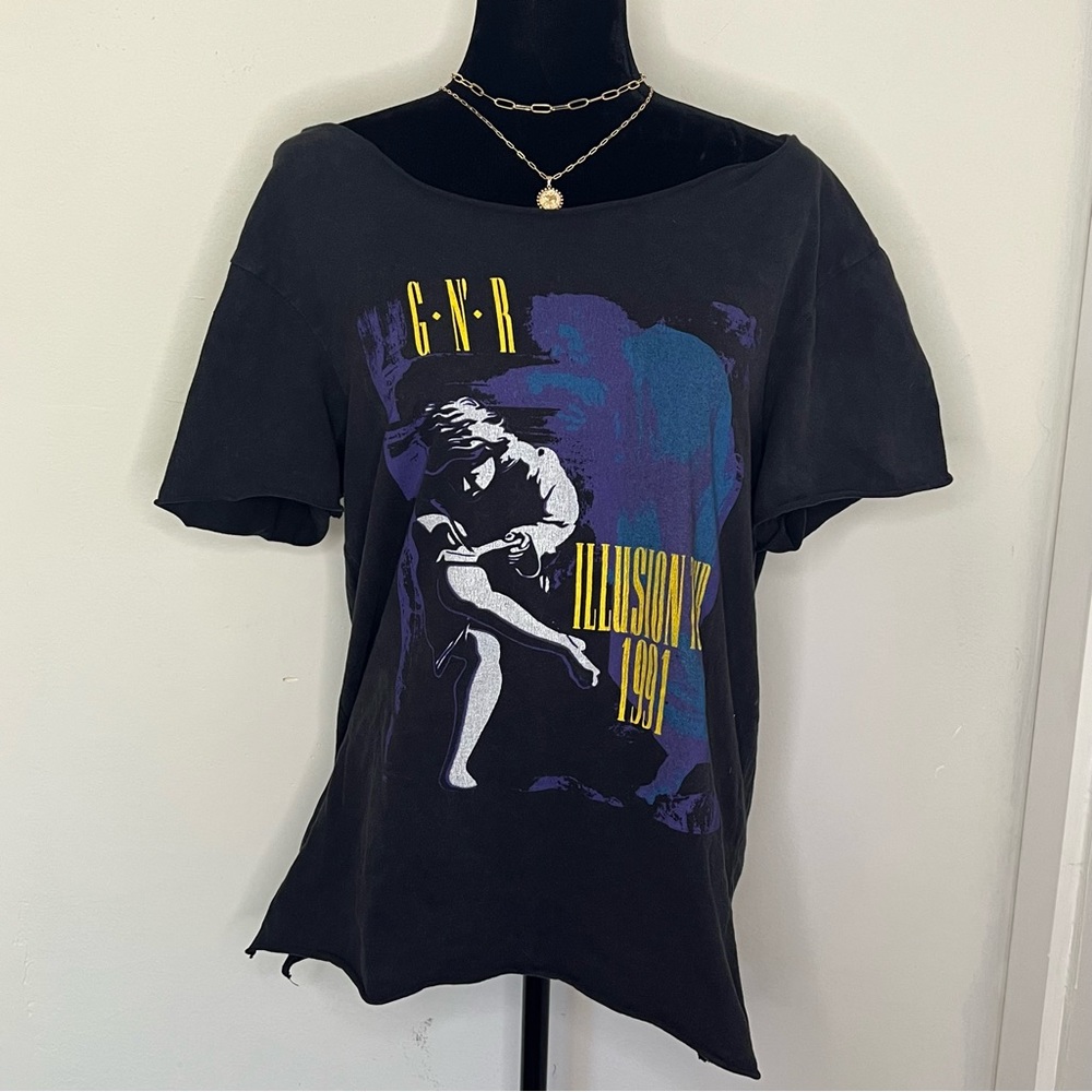 Guns N’ Roses Use Your Illusion II 1991 Upcycled Off-Shoulder Band Tee